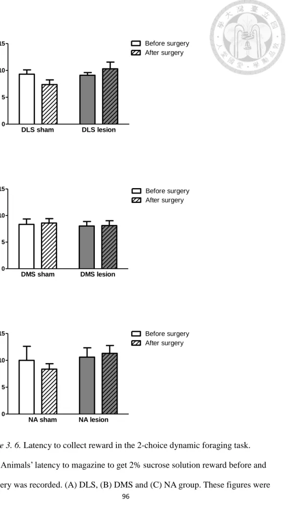 Figure 3. 6. Latency to collect reward in the 2-choice dynamic foraging task. 