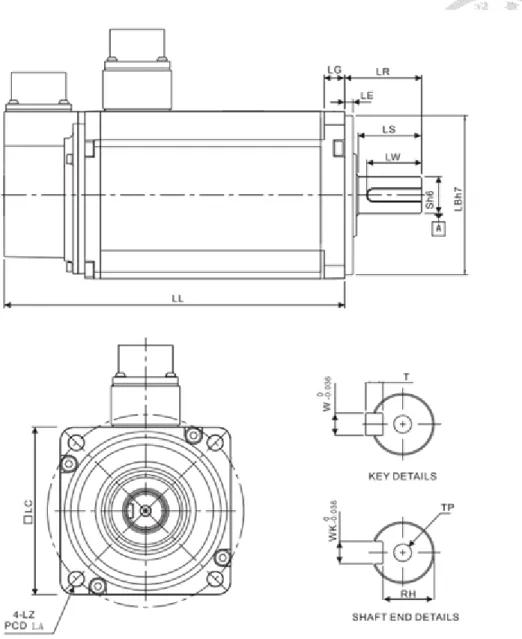 Fig. 2-4 Engineering drawing of AC servo motor 