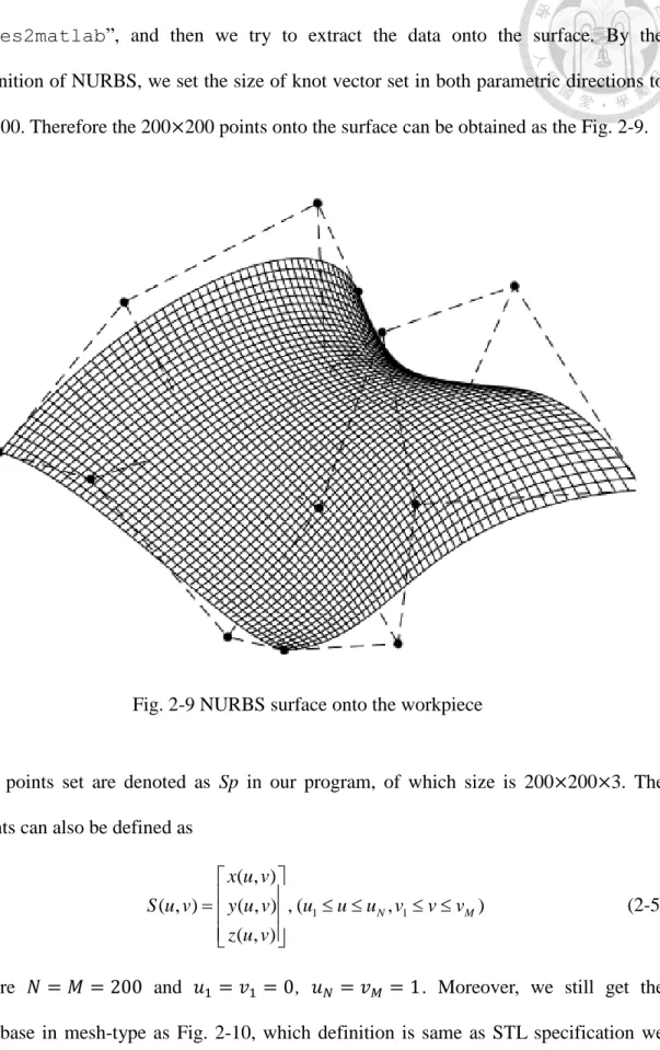 Fig. 2-9 NURBS surface onto the workpiece 