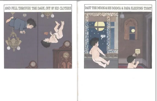 Figure 1. Mickey fell through the dark. Reprinted from In the Night Kitchen, by  Maurice Sendak, 1970, NY: Harper Collins