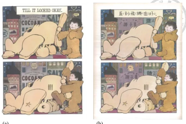 Figure 10. Mickey made plane out of dough and took off; (a): English source text, and  (b): Chinese target text