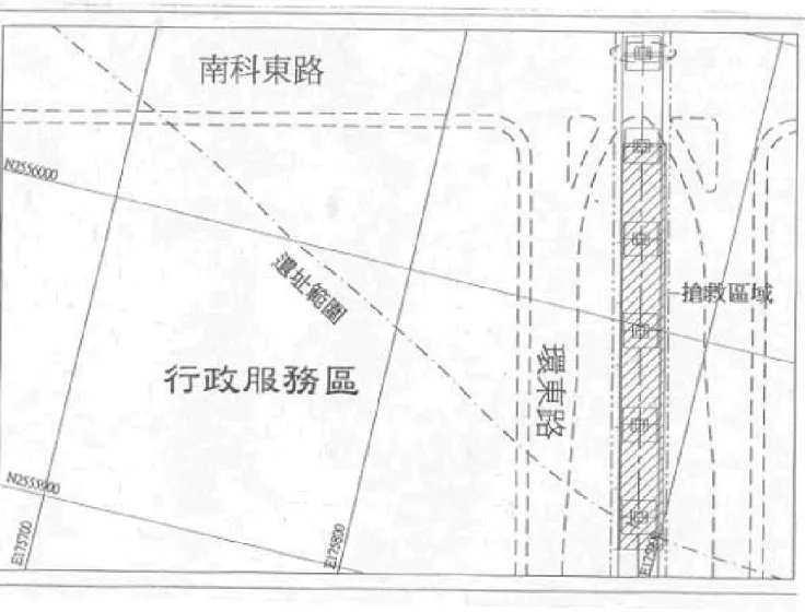 圖 3-1：北三舍遺址於高鐵路線範圍搶救區域（採自臧振華等 2000）