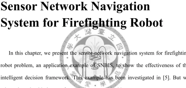 Fig. 3.1    Scenario of Sensor Network Navigation System for Firefighting Robot 