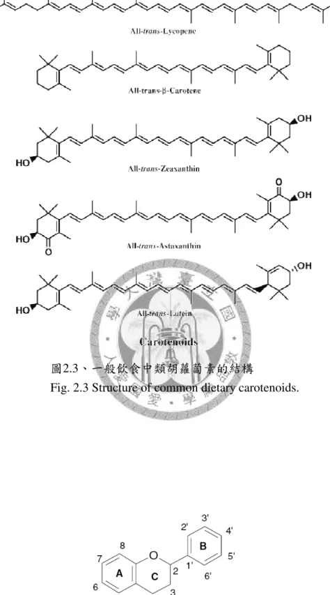 Fig. 2.3 Structure of common dietary carotenoids. 