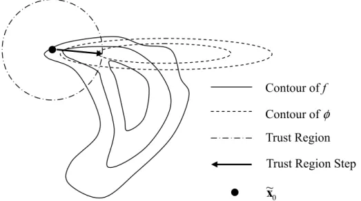 Figure 2.1 Trust-Region and Trust-Region step 