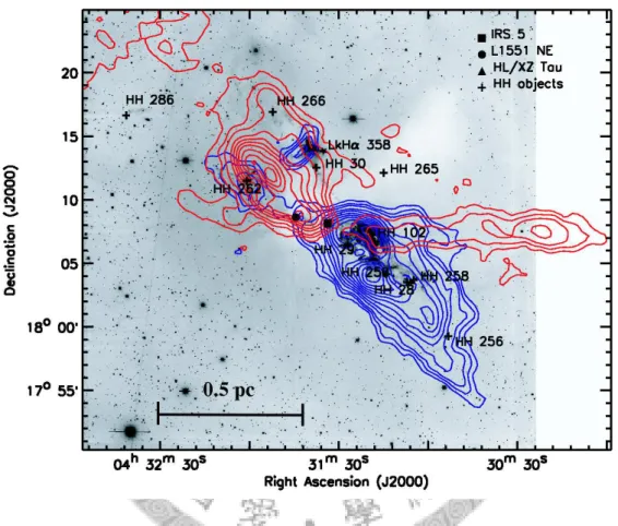 Figure 2.3: CO(1–0) integrated intensity map overlaid on Hα data, (Sto- (Sto-jimirovi´c et al., 2006)