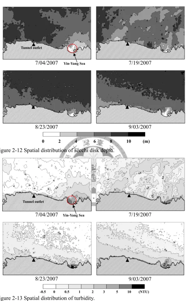 Figure 2-12 Spatial distribution of secchi disk depth. 
