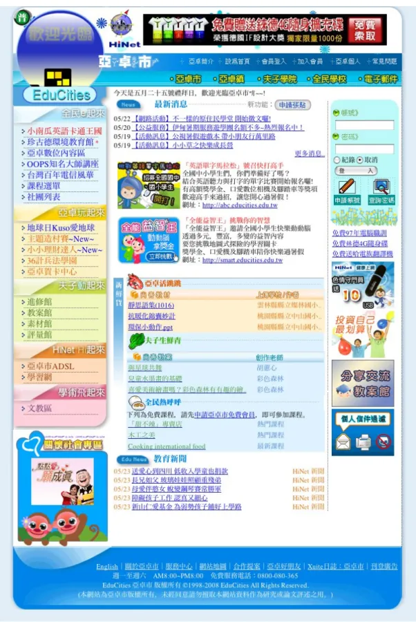圖 2.1：亞卓市網路教學系統首頁 