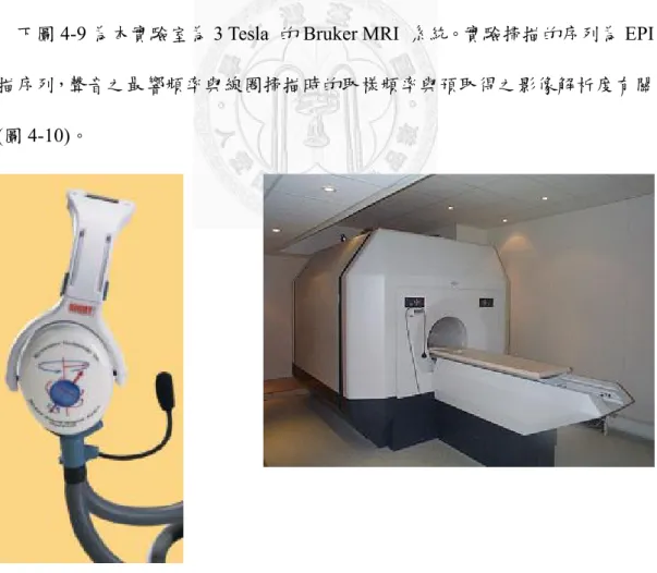 圖 4-8  非鐵磁性耳機圖[28]  圖 4-9 本實驗室之 Bruker 3T MRI  系統 