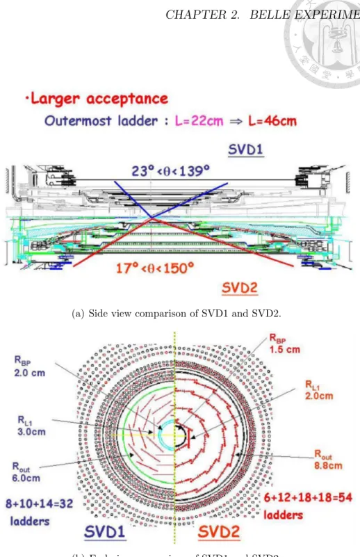 Figure 2.5: Graphical illustration of sub-detector SVD1 and SVD2.
