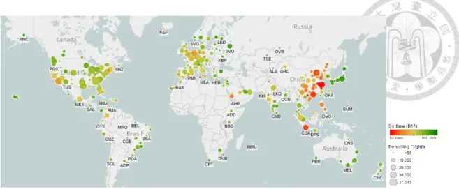 Figure 1.1. Global airport delays in May, 2017  (FlightStats, 2017) 