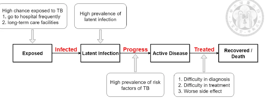 Figure 4. Natural history of TB and risk factors in elderly population 