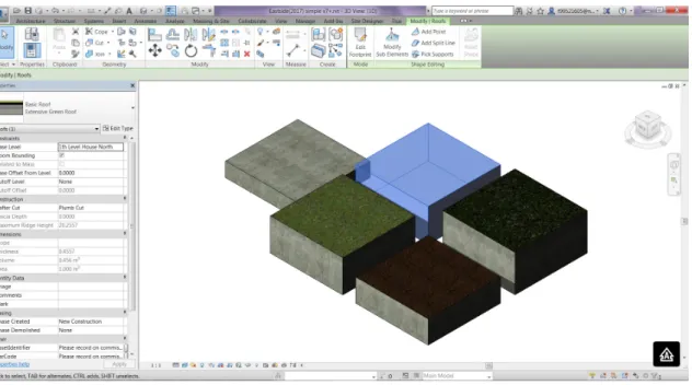 Figure 4-3-6. Four BIM element model types of green roof and concrete roof  (4) Set parametric configuration of BIM element model 