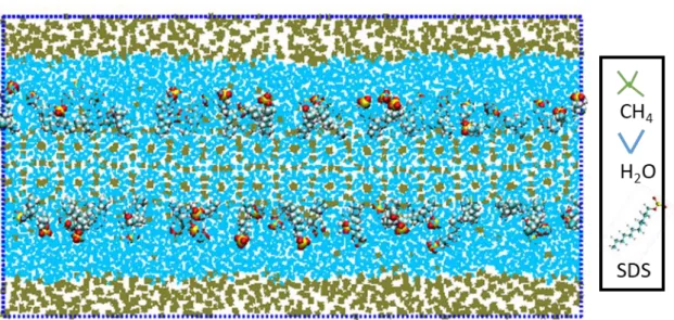 Figure 3.1-9 Models for capillary fluctuation of different orientation interface of  SDS/methane hydrate/water 