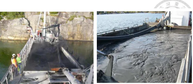 Figure 2-3. Cornelissen et al.[60] premixed AC, clay and seawater and preformed a  spray thin layer capping by a spraying system on a ship