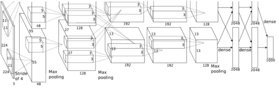 Figure 2.3: The architecture of AlexNet [3].