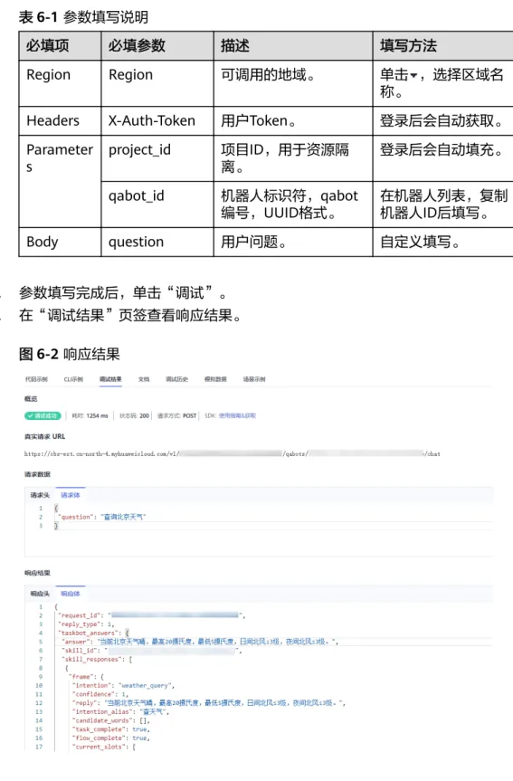 表 6-1 参数填写说明