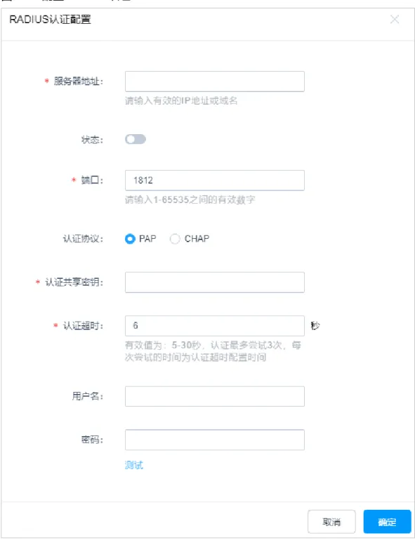 表 5-11 RADIUS 域认证模式参数说明