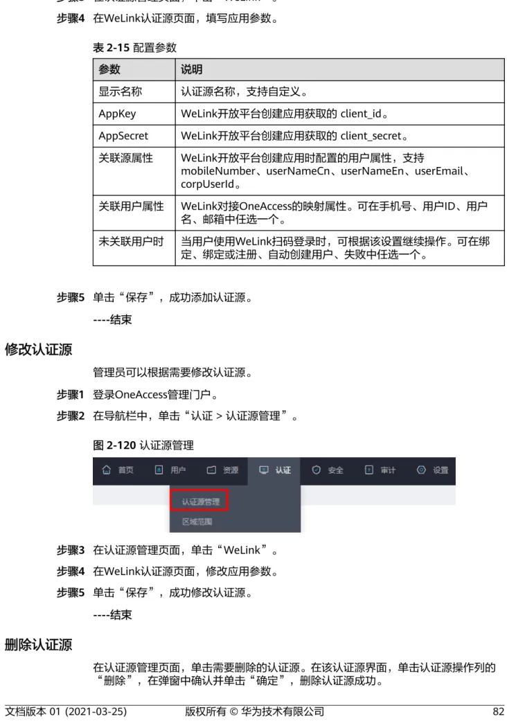 表 2-15 配置参数