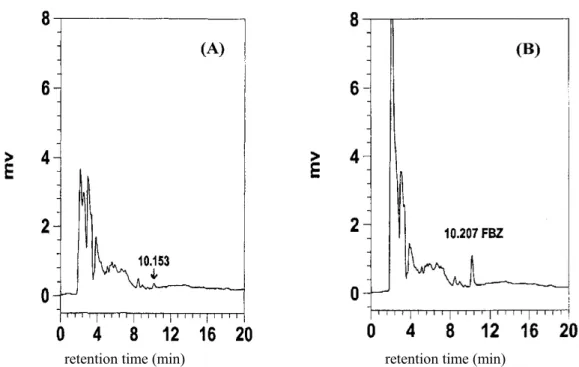 Fig. 3. HPLC chromatograms of matrix effect of the blank sample at 250 nm. 