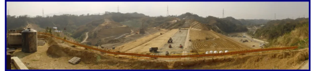 圖 10 2004 年 1 月份寶山第二水庫新建工程現場照片  表 3  標準樣區  ─  裸露地 NDVI 值域統計表  年度  2004  月份  01 02 03 04 05 06 07 08 09 10 11 12  最小值  -0.19 -0.17 -0.13 -0.11 -0.11 -0.11 -0.19 -0.15 -0.11 -0.13 -0.18  -0.18  最大值  0.12 0.00 0.05 0.21 0.41 0.58 0.65 0.54 0.23 0.54 0.26 0.20