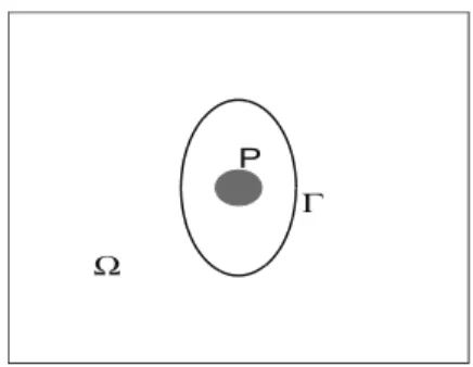 Fig. 1 A diagram of an inextensible interface Γ enclosing a suspended solid particle P