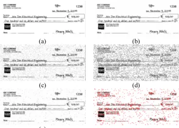 Fig. 15. Authentication result of an image of a check in PNG format attacked by  superimposing  counterfeit  number “750”  located at right side  and text  “Seven  hundred fifty” located at left side