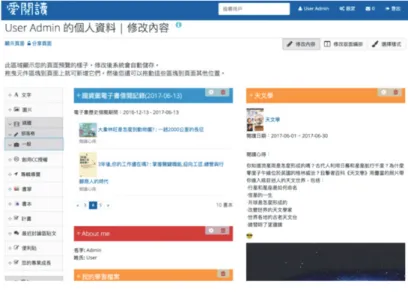 圖 10  「閱讀趣」修改閱讀心得  根據前述所介紹之推薦機制，目前已發展部分功能的雛型系統，包含詮釋資 料建構的管理系統，以及基於 CBF-RKS 與 CF-RKS 的線上推薦模組。  未來系統可以動態統計相關的各項有用資訊定義：時間資訊、依受歡迎程 度、評價等資訊。且利用 CBF-RKS 與 CF-RKS 等知識關聯架構開發線上動態調 適推薦機制，對上線使用者所可能感興趣的內容作興趣分析，進而提供推薦列 表，可以增加其閱讀慾望。但除了藉由 CBF-RKS 與 CF-RKS 來做線上內容推薦 之外，將針對