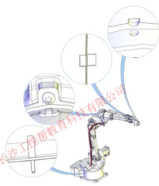 Figure 1.1: 校准标记（从左下部到右上部）：轴 1、轴 4、轴 5 和轴 6。