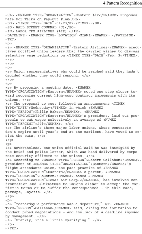 Fig. 4.1. Annotated sentences from MUC-6 Document No. 870123-0009.