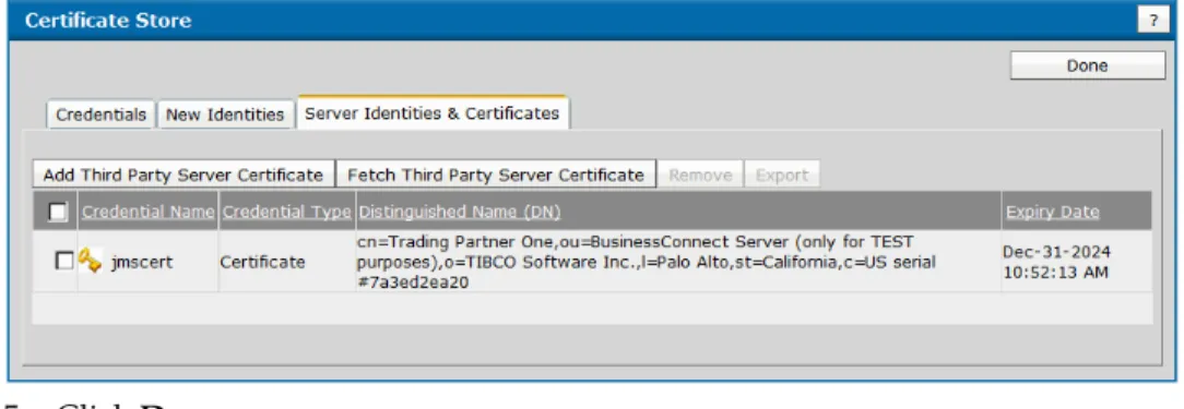Figure 12   Imported Server Certificate