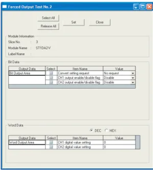 Figure 5.4 Forced output test screenForced Output Test