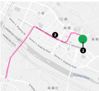 Figure 3.9 The trajectory of a tracked object on MapTalk2.0. 