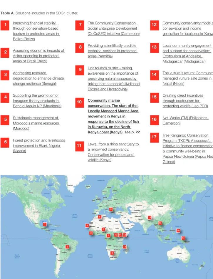 Figure 5. Geographic distribution of solutions in the SDG 1 (No Poverty) cluster. Map compiled by the graphic designer, using  data from the report.