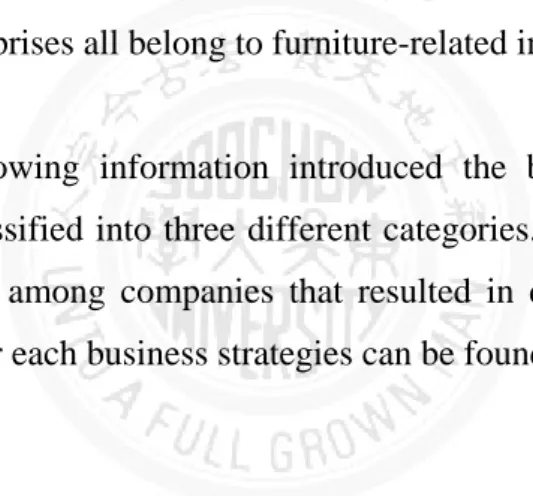 Table 4-1 and following information introduced the backgrounds of interviewed  companies, which were classified into three different categories