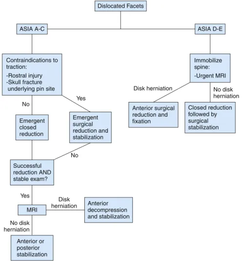 FIGURE 14-7  Treatment algorithm for dislocated facets. ASIA, American Spinal Injury Association Impair- Impair-ment Scale.