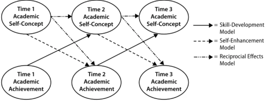 Figure 6-1. Hypothesized causal relationships in the skill-development,  self-enhancement, and reciprocal effects models