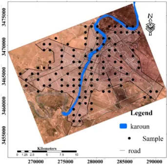 Fig. 1. Location of samples sites in Ahvaz city 