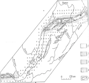 Figure 2 – The scheme of zoning of regional voltage fields in the Baikal rift zone (Sherman, 1989)