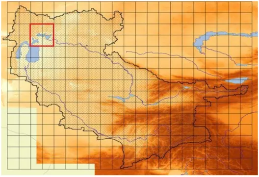 Figure 1 - Satellite image of the Aral Sea in July 2014 (left), satellite image of the  Small Aral in August 2014 (right)