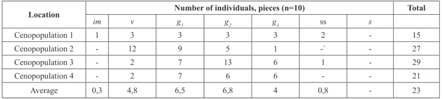 Table 4 – Cenopopulation of A. gypsophiloides