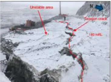 Figure 1.1:  An example of tension crack during field inspection.  