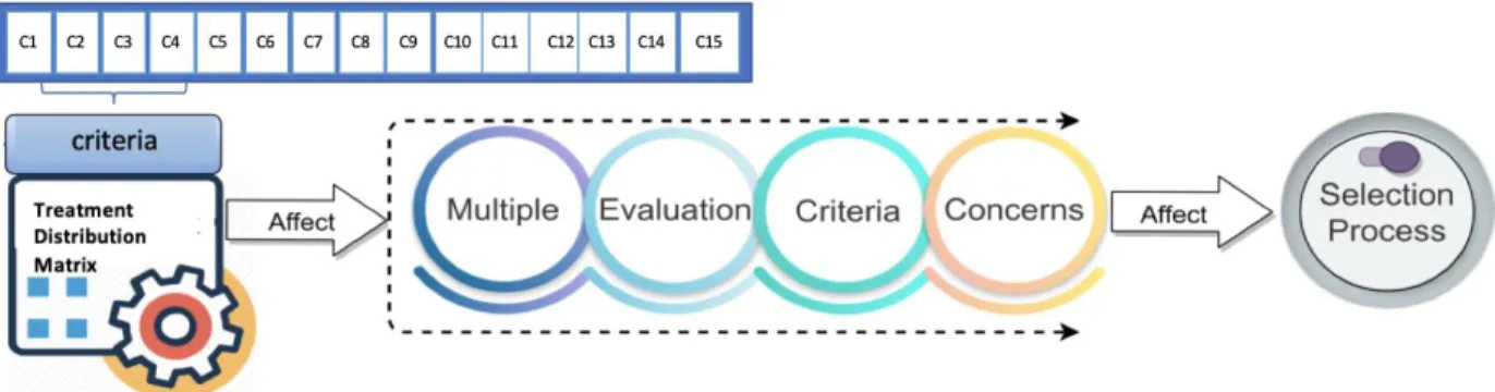 Figure 2. 5 Multi-criteria evaluation issues of the treatment distribution processes 