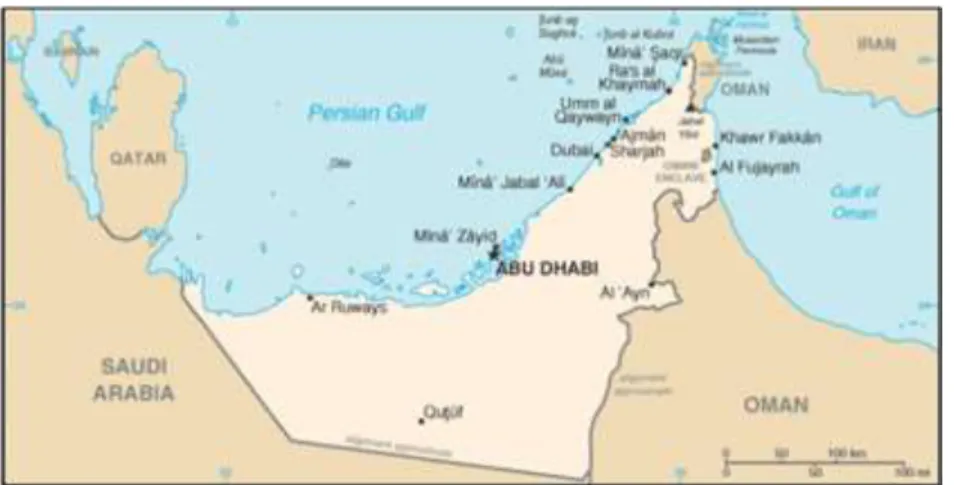 Figure 10 Map of the United Arab Emirates Source: http://www.persiangulfonline.org/maps.htm