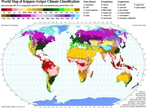 Figure 2.7: The World Map of Koppen-Geiger Climate cotgraization source: Koeppen-Geiger, 2019
