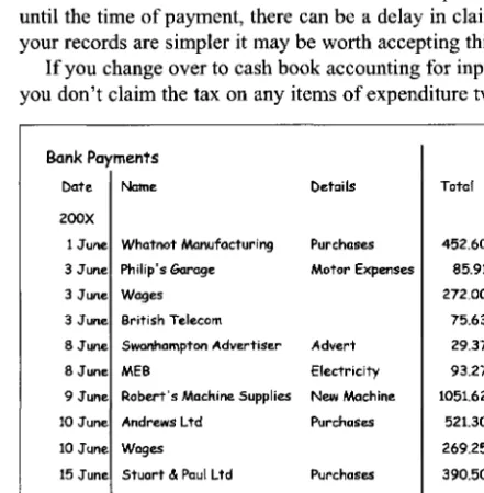 Fig. 9. Cash book accounting for input VAT.