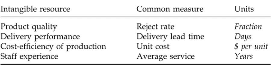 Table 7.1 Measures of illustrative intangible resources.