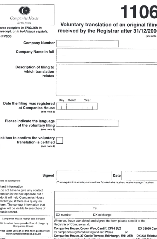 Figure 2.1 Statement of voluntary translation of a filing