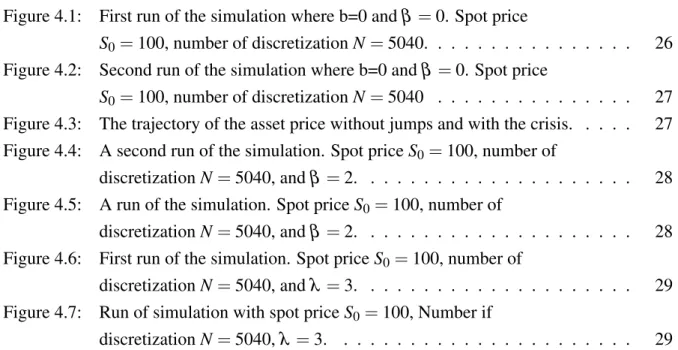 Figure 4.1: First run of the simulation where b=0 and β = 0. Spot price