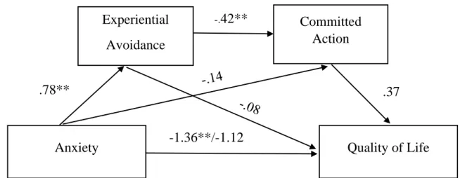Figure 3: Beta coefficients of each path of the tested model: Chronically ill sample. 